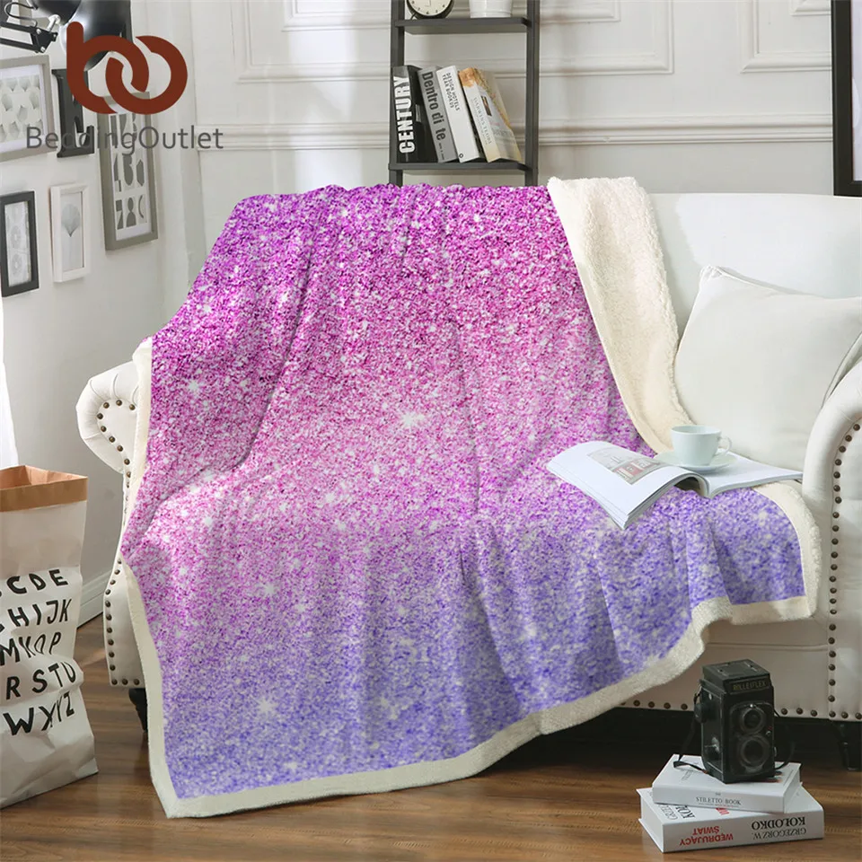 

BeddingOutlet Shining Stars Microfiber Bed Blanket Pink and Violet Throw Blanket for Woman Girls Home Textiles mantas 150x200cm