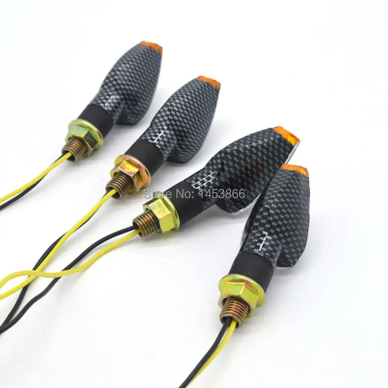 4Pcs Evomosa Carbon 2 Pairs Flashing Motorcycle LED Turn Signal Light High quality 14 Led Indicator Amber Blinker Light