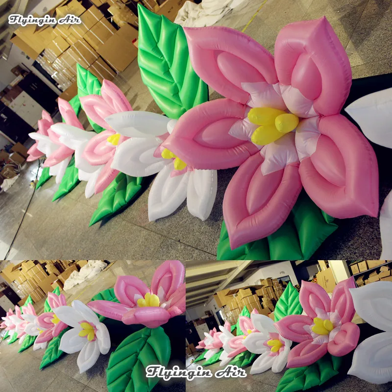 Customized Artificial Inflatable Flower Chain 6m/8m/10m Length Blow Up Lily Flower String For Wedding Decoration