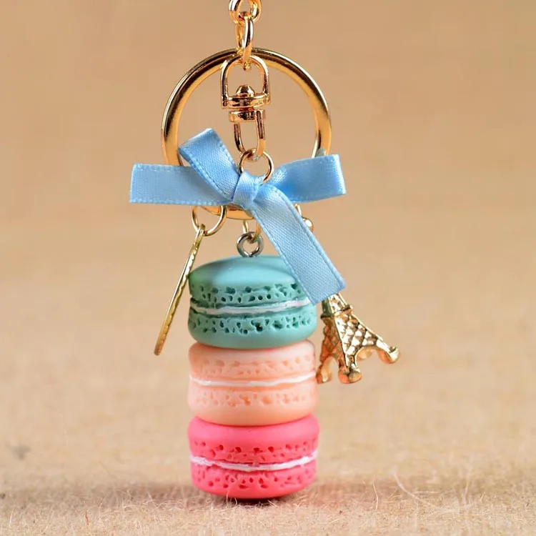 Fashion Cake Keychain with Eiffel Tower Charm