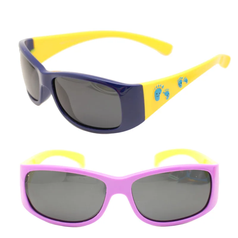 

S821 unisex soft and flexible TR90 polarized UV400 walkers shape durable double colors with carton pattern sunglasses for kids