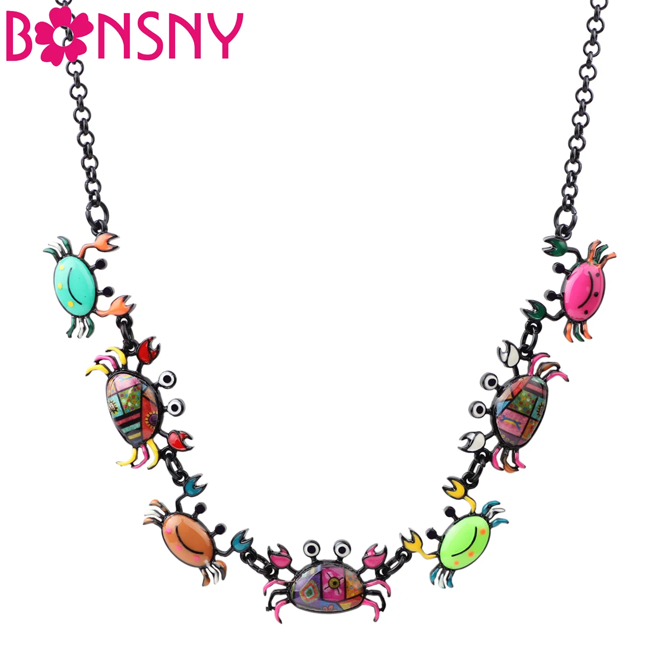 Bonsny Statement Maxi Crab Choker Necklace Pendants Chain Collar New Fashion Ocean Animal Accessories Jewelry For Women Girl