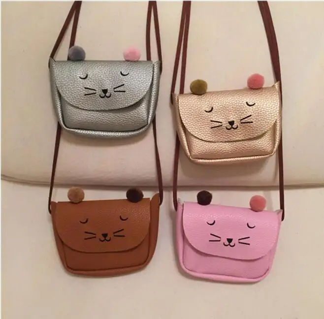 Cartoon cat mini shoulder messenger bag animal printing handbag PU leather small pouch bolsa feminina for women girls