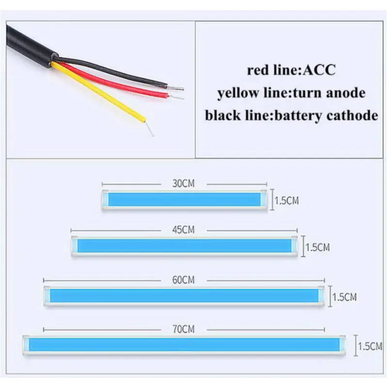 30cm 45cm 60cm 70cm Turn Light+Daytime running light For hyundai Atos Coupe Elantra Genesis Getz Grandeur i10 i20 i40cw  2pc