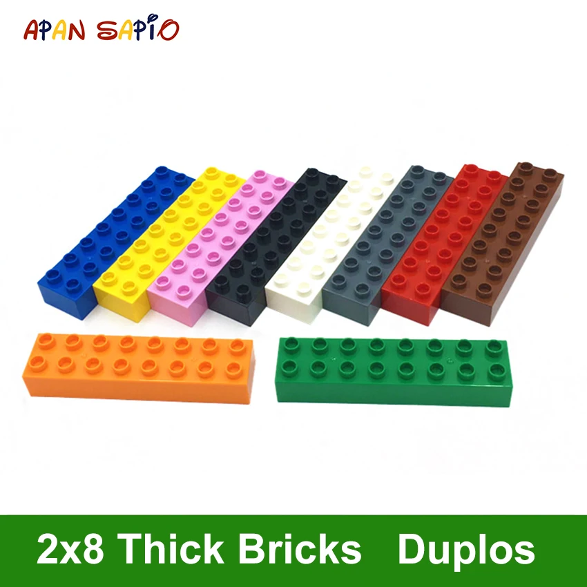 Big Size DIY Building Blocks Thick Figures Bricks 2X8Dot 4PCS Educational Creative Toys for Children Compatible With Brands