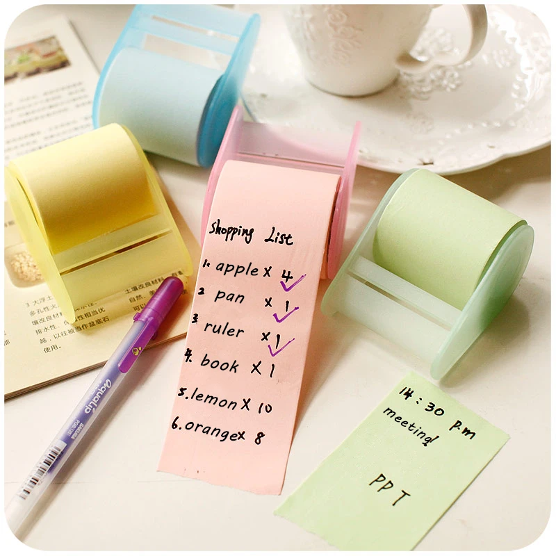 Papel de notas fofas criativas de papelaria em cores doces, adesivos convenientes Xpress, com assento de fita, pode rasgar o álbum H0072