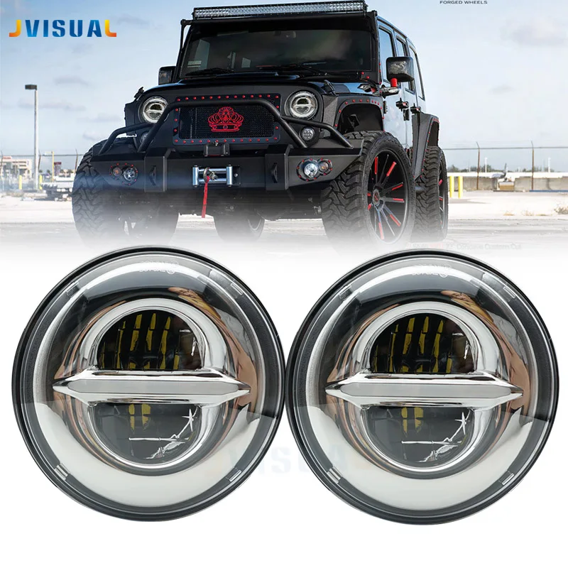 

7" LED H4 DRL Headlights with H4 to H13 Adapter For LADA VAZ 2101 7Inch LED HeadlampsFor Jeep Wrangler lada niva 4x4