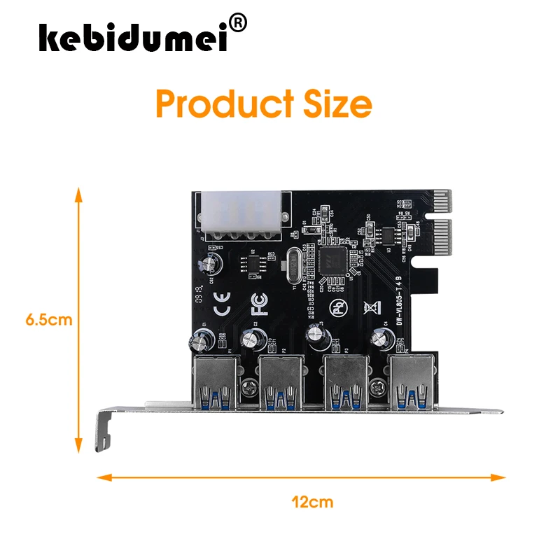 kebidumei 4-port USB 3.0 PCI-e Expansion Card PCI Express PCIe USB 3.0 Hub Adapter 4-port USB 3 0 PCI E PCIe Express 1x