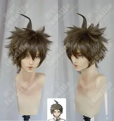 Anime Danganronpa Hajime Hinata Short Linen Brown Wig Heat Resistant Hair Cosplay Costume Wig + Free Wig Cap