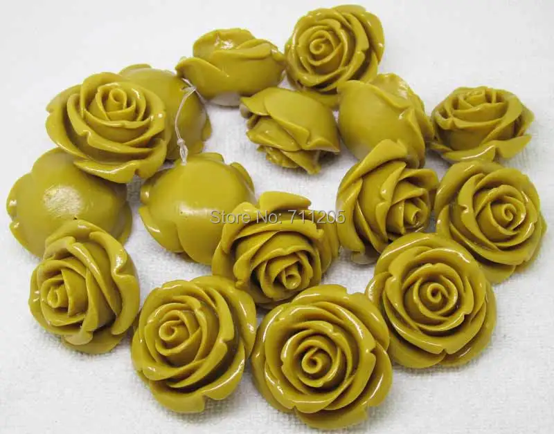 Wholesale 10pcs, 36mm Beautiful Yellow Synthetic Resin Rose beads, Min. Order is $10,we provide mixed wholesale for all items !