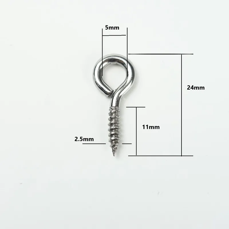 50pcs 24mm Small Eye Screw Bolt Hook 304 Stainless Steel Tiny Screw Eye DIY Rope Accessories Wood Screws Jewellery Accessories