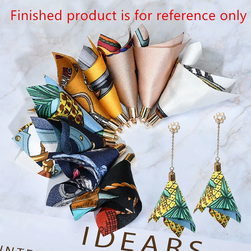New spring style 50pcs/lot color flowers printing Rayon handmade tassel florals diy jewelry earring pendant accessory