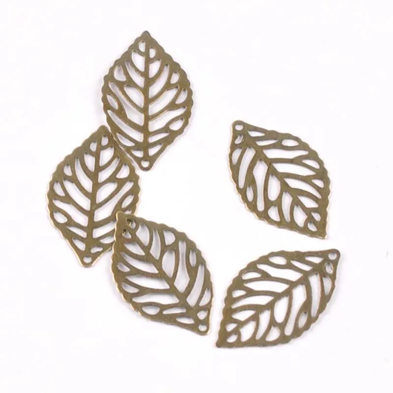 50Pcs Metal Crafts Filigree Leaves Wraps Connectors Embellishments For DIY Home Decor Handicraft Scrapbooking 23x14mm YK0751