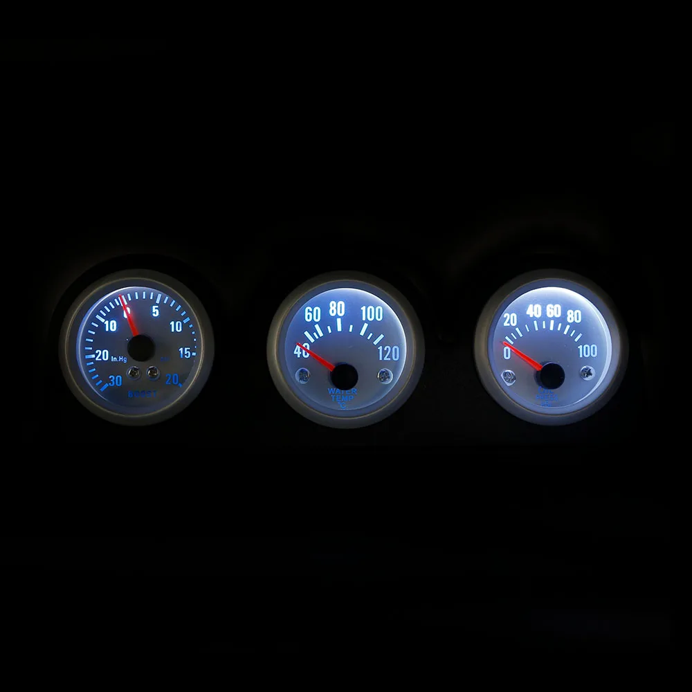 2\'\' 52MM Triple gauge kit Turbo boost Water Temperature Oil Pressure Gauge Car meter YC100650