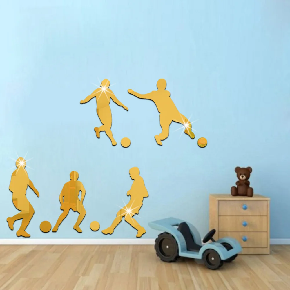 Funlife High Quality Children's Bedroom Living Room Background Stereo Wall Stickers Football Players Mirror Wall Stickers MS3610