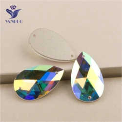 YANRUO 2152TH Tutte le dimensioni AB Teardrop Parte posteriore piatta Pietre e cristalli cuciti fai da te Strass Strass in vetro per la realizzazione di vestiti