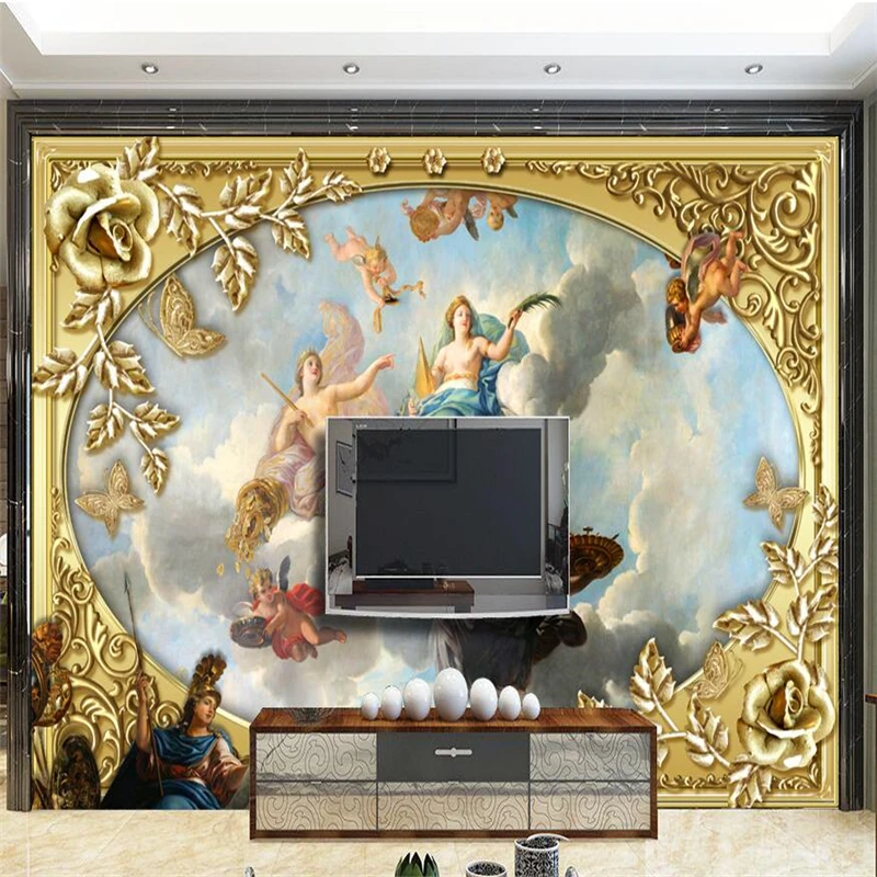 wellyu  papel de parede para quarto  Custom wallpaper  Royal classic European palace oil painting 3D TV backdrop papel tapiz