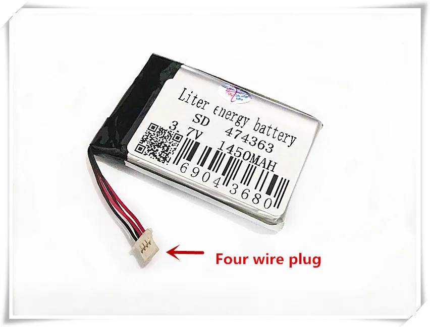 موصل 4 أسلاك 3.7 فولت 1450 مللي أمبير 474363   خلايا بطارية ليثيوم بوليمر ليثيوم بو ليثيوم أيون قابلة لإعادة الشحن لـ MP4 MP5 GPS PSP
