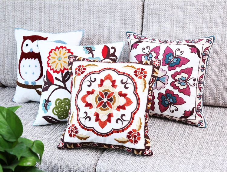 Luxury European embroidered cushions decorative cushions sofa decor decorative cushions
