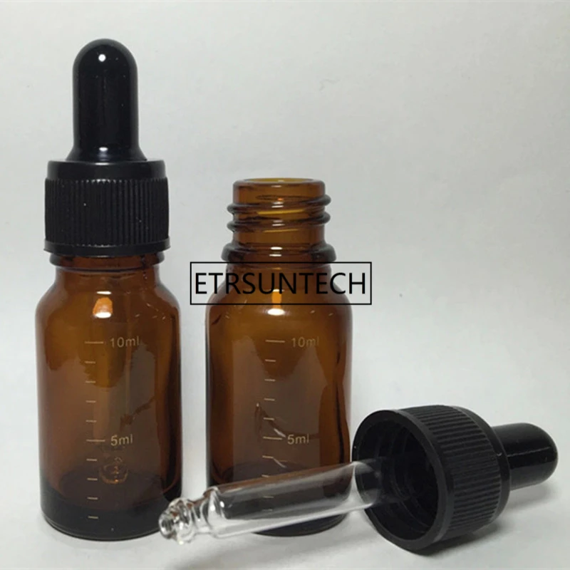 10ml Mini Refillable Empty Amber Scale Glass Aromatherapy Container Eye Dropper Essential Oil Bottle F1516