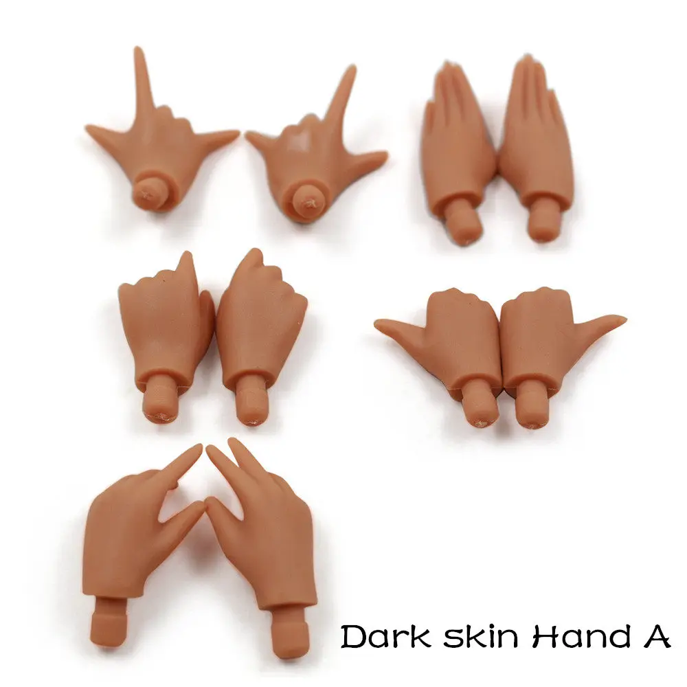 Blyth dolls hand set A&B for 1/6 joint body doll ICY DOLL five skin color white tan dark replaceable hands toy gift