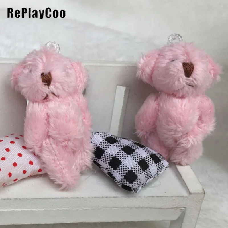 

100PCS/LOT Mini Teddy Bear Stuffed Plush Toys 4.5cm Small Bear Stuffed Toys pink pelucia Pendant Kids Birthday Gift Party GMR087