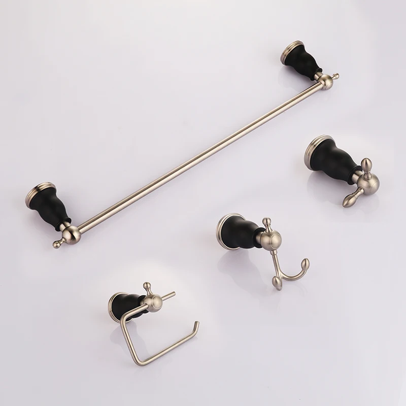 

Solid brass copper Matte Black Brushed Nickel bathroom hardware set towel bar paper holder clothes hook hardware accessories