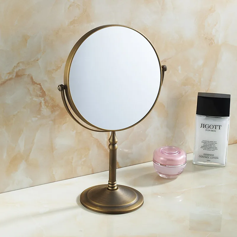 Bathroom Magnifying Makeup Mirror, Double-Sided 1X/3X, Extendable Folding Arm, Wall Mounted Vanity Round Mirrors, Antique Brass