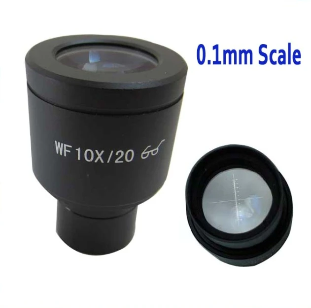 

1pc WF10X 20mm High Eyepoint Biological Microscope Eyepiece Lens Graduated Scale Reticle Ruler 0.1mm and Mounting Size 23.2mm