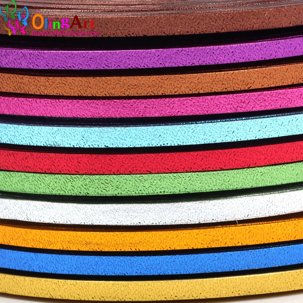 OLINGART 10m/Lot  5X1mm Flat Printed Aluminum Wire Color Crafts Materials DIY Women Bracelet Necklace Jewelry Making NEW