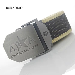 BOKADIAO Men&Women Military Canvas Belt Luxury Metal Buckle Jeans Belt Black Army Tactical Belts For Women Waistband Strap Male