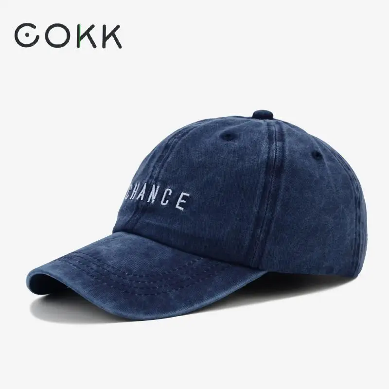 

COKK Washed Baseball Cap Women Fitted Cap Snapback Hat For Men Bone Women Gorras Casual Casquette Letter Black Cap Dad Hat Retro