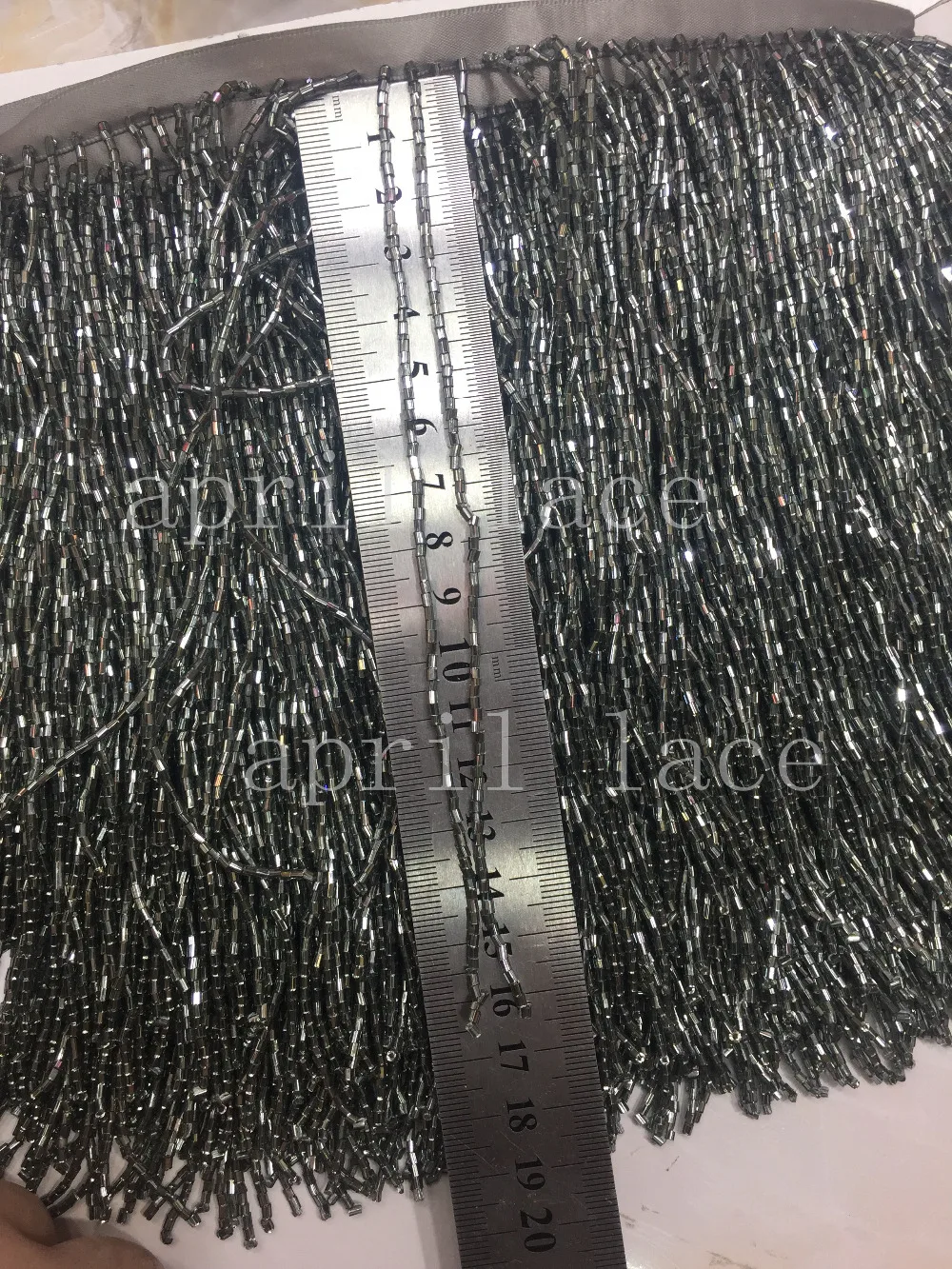 A022 dark grey  color 5 yards/bag 15cm width beads ribbon fringe tassel for garment/decorative/wedding bridal gown dress