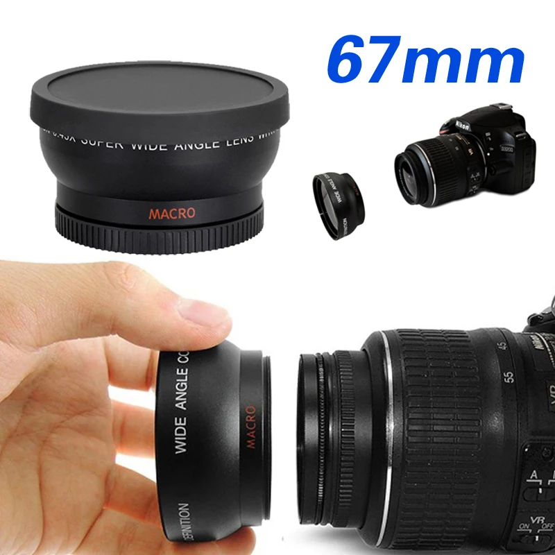67mm 0.45X Super makro szerokokątny obiektyw typu rybie oko makro fotografia dla Canon NIKON Sony PENTAX DSLR DV lustrzanka 67MM gwint obiektywu