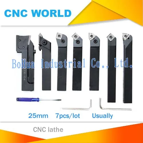 25mm 7pcs/set indexable carbide turnnig lathe cutter tool set, none Titanium,wholesale