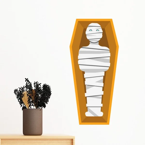 

Egypt Culture Yellow Mummy Coffin Abstract Illustration Pattern Wall Sticker Art Decals Mural DIY Wallpaper for Room Decal