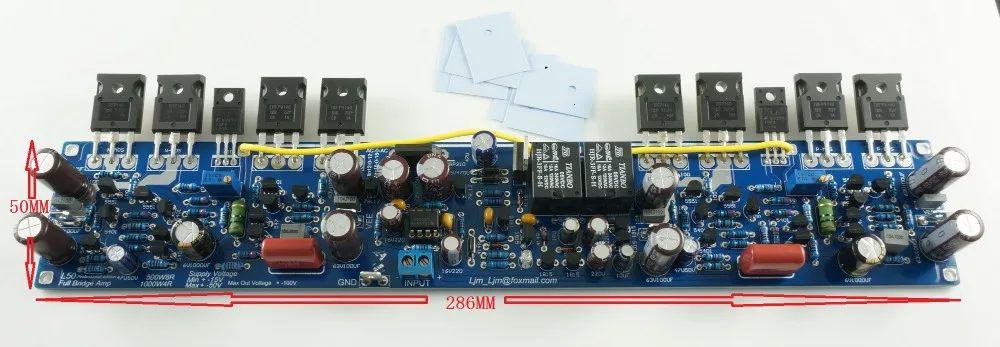 L50 500W Mono 8ohm Full Bridge IRFP140N IRFP9140N power audio amplifier board