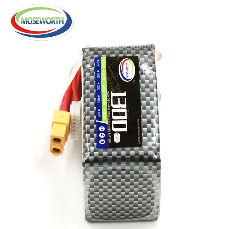 ซื้อ Moseworth Lipo แบตเตอรี่ 6S 22.2V 30C Rc แบตเตอรี่ 1300mAh สําหรับเครื่องบิน Drone รีโมทคอนโทรลรถแบตเตอรี่ลิเธียม 1300mAh 6 เซลล์