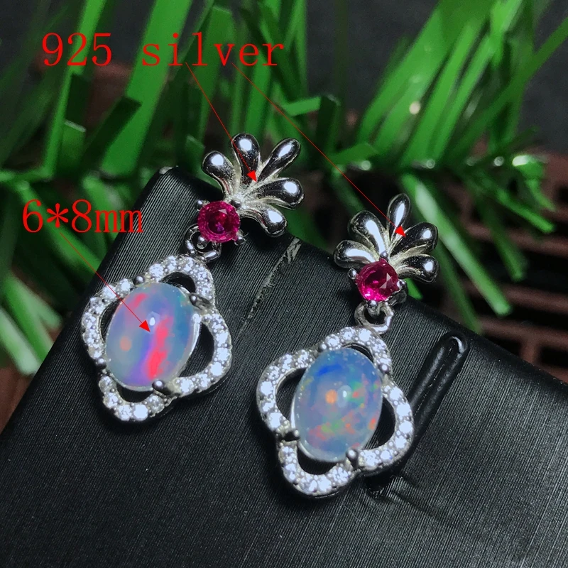 Natural opal studs 925 silver ear pendant   simple classic style postage