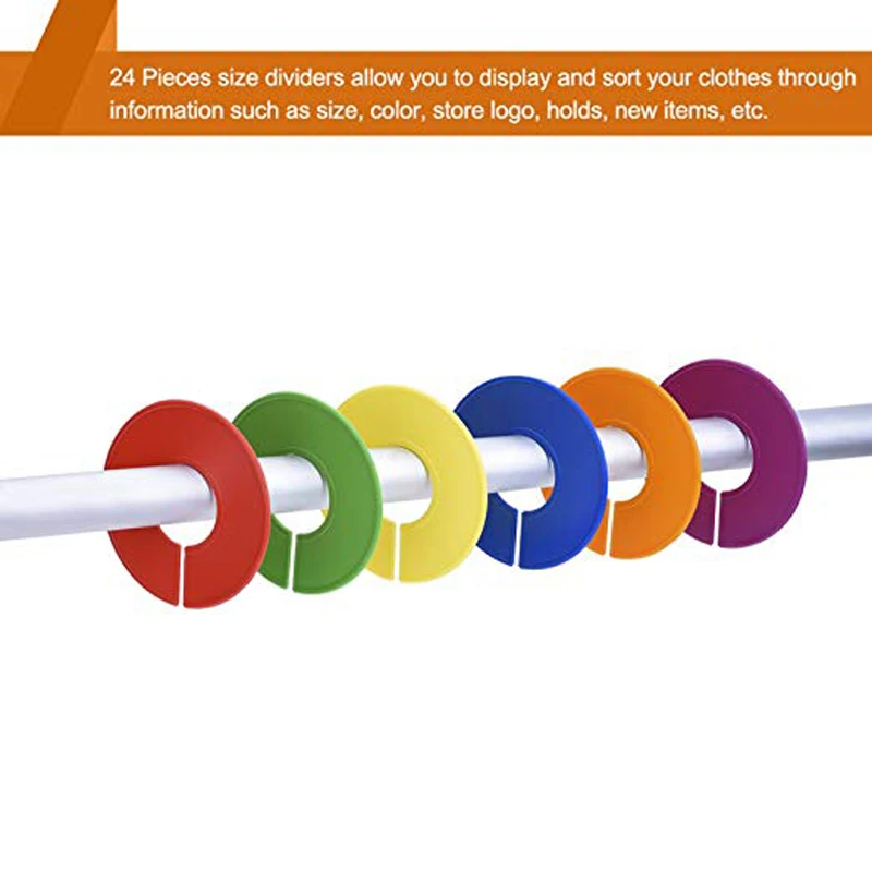 24pcs Wardrobe Dividers for Clothes, Colorful Plastic Size Divider for Sorting Clothes, DIY Size Marker Reusable Separators
