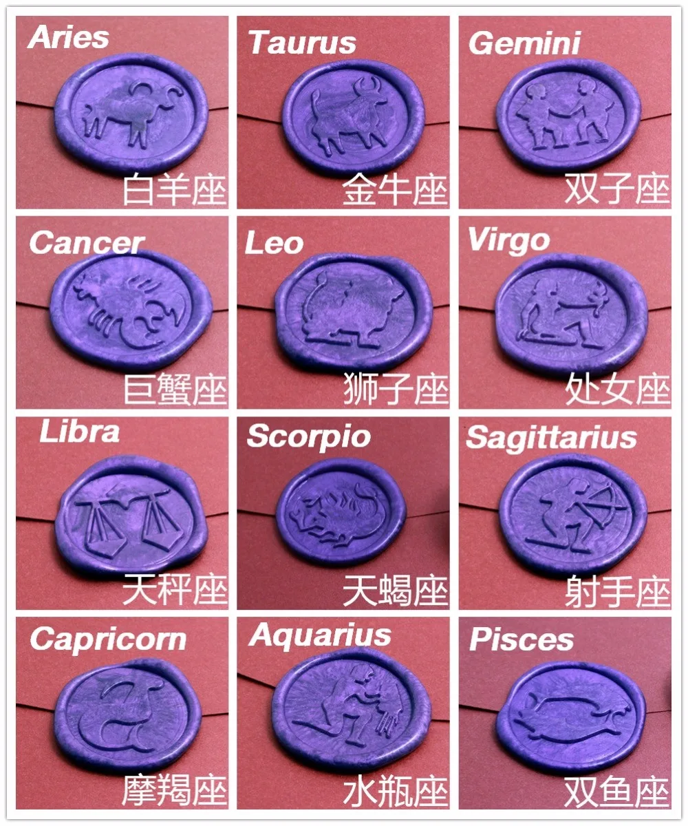 New zodiacal signs wax seal Metal head No handle,DIY Ancient Seal Retro Stamp Twelve constellations,high quality Twelve constell