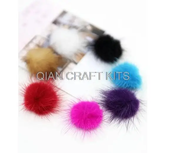 80pcs DIY mini Genuine Mink Fur ball Furry Ball for Mobile Phone Tag, Handbag Charm, Keychain (20-30mm)