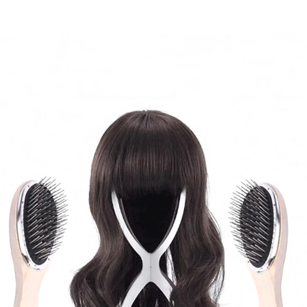 Wholesale 1 Pcs Steel Tooth Plastic Brushes Wood Comb Wig Hair Brush Anti-Static For Mannequin Head