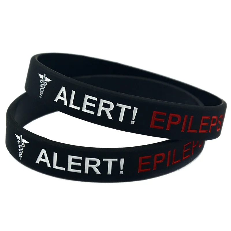 50 Stück Alarm-Epilepsie-Silikon-Armband für Erwachsene, medizinisches Armband für den Notfall, 4 Farben – Detail 5