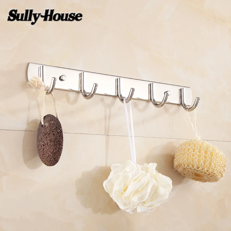 Sully House Stainless Steel Bathroom 3-8Pcs Robe Hooks,Wall Abide Clothes Hook,Wall Hangs,Bathroom Accessories,Back Door Hook