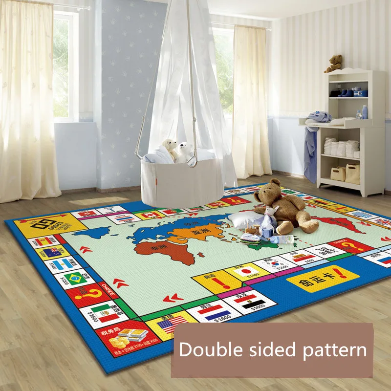 Babyspielzeug 180 * 120 * 0,5 cm Krabbelmatte Doppelte Oberfläche Babyteppich Teppich Entwicklungsspielzeug für Kinder Spielpad Flugschach