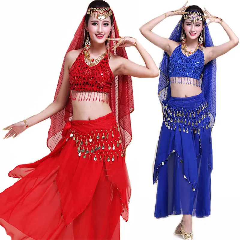 2016 4pcs Set Belly Dance Costume Bollywood Costume Indian Dress Bellydance Dress Womens Belly Dancing Costume Sets 5 Color