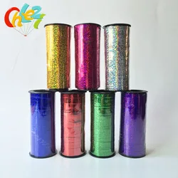 1pc 100 Yard Happy Birthday Crimped Curling Ribbon Roll Silver Balloon Ribbons for Party Festival Florist Crafts Gift Wrapping