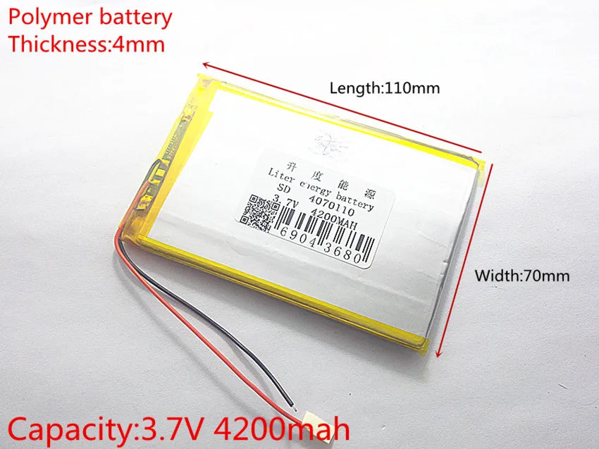 ขนาด 4070110 3.7 V 4200 mah แบตเตอรี่ลิเธียมโพลิเมอร์ป้องกันสำหรับ 7 นิ้วแท็บเล็ต PC Ainol Aurora