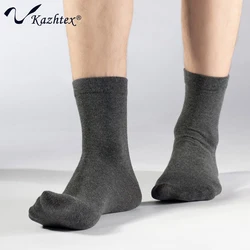 Men's Antibacterial Deodorization Socks, High-End Dress Socks, Silver Fiber, Monochromatic, Winter Style, 3Pairs = 1Lot, C316221